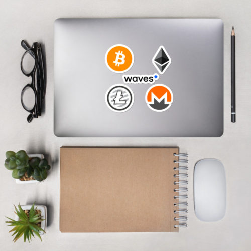 Bitcoin Ethereum Waves Litecoin Monero 5×5 inch sheet with 5 diecut Bubble-free stickers - Waves ...